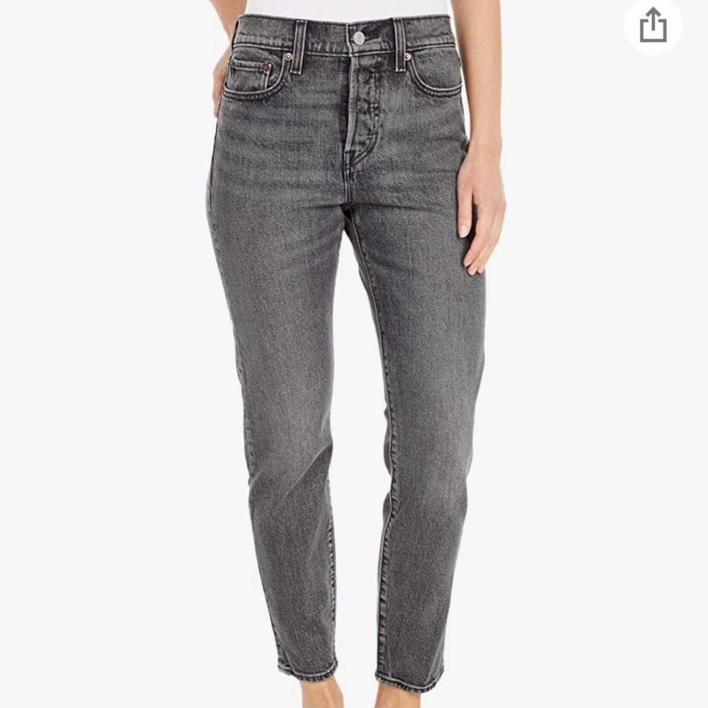 Black/gray, wedgie, high rise Levi’s jeans